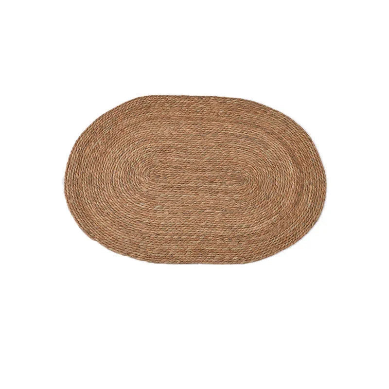 Woven Round Rattan Floor Mat