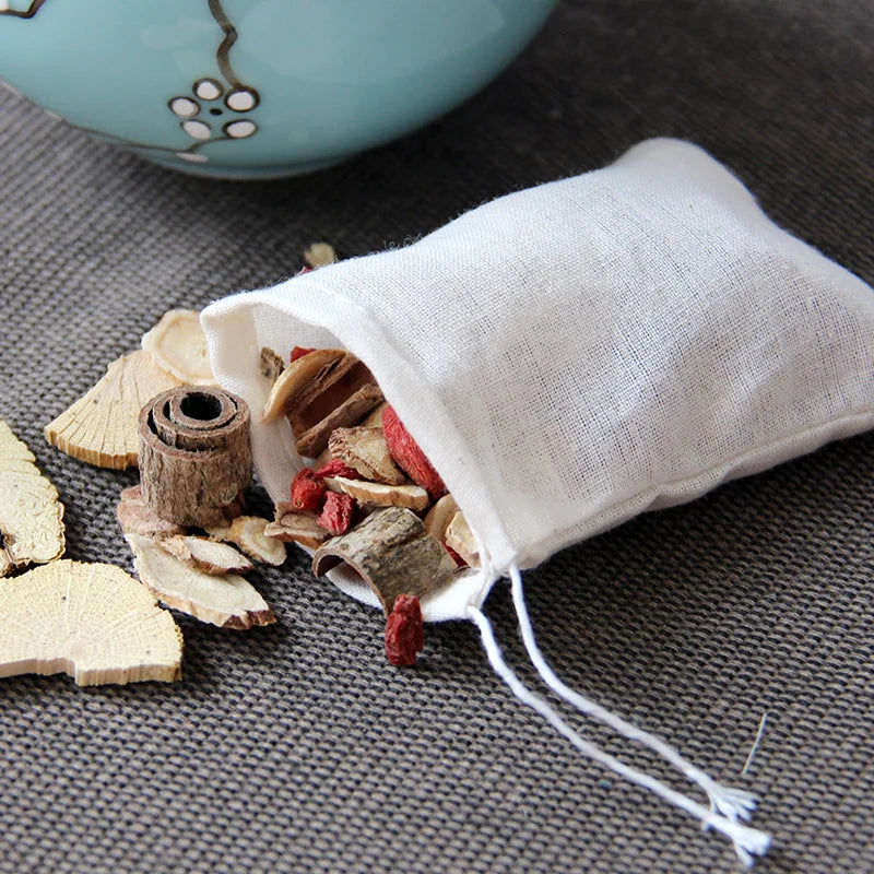 50pcs Tea Empty Cotton Muslin Bags