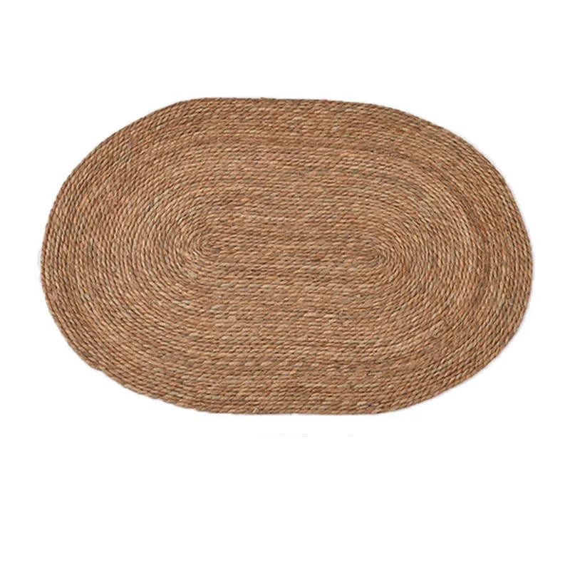 Woven Round Rattan Floor Mat