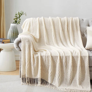 White Boho Throw Blanket
