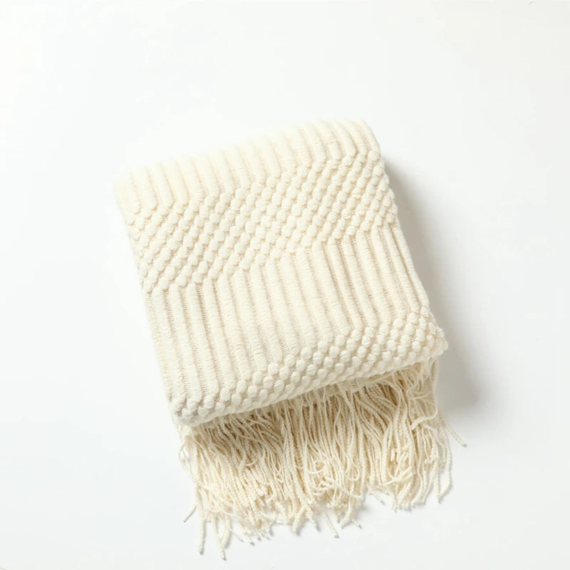 White Boho Throw Blanket